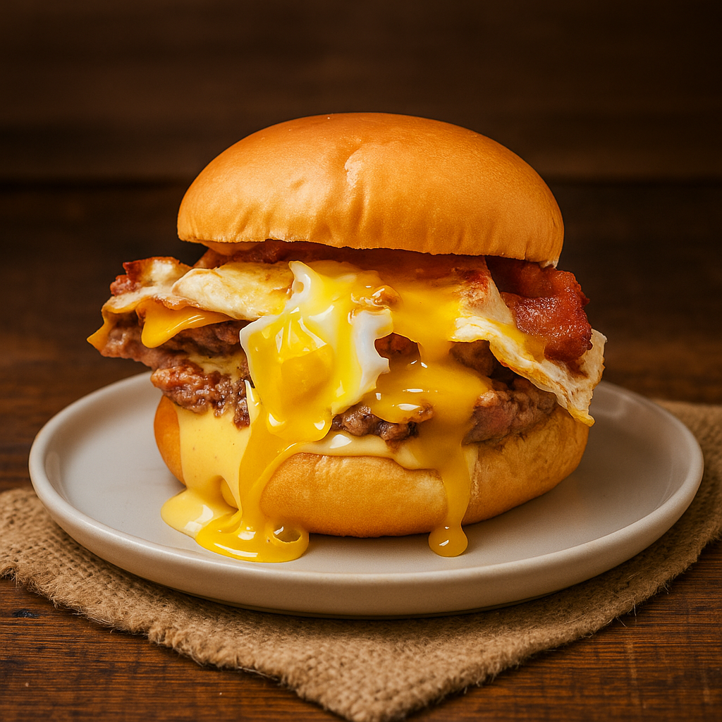 Brunch Burger with fried egg and bacon